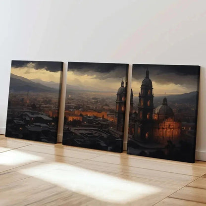 3pcs Gothic Cathedral Sunset Décor Perfect Wall Art Set Canvas Framed 50x70cm - High Quality Print 100% Australian Made Wall Canvas Ready to Hang - Bella Home Decor