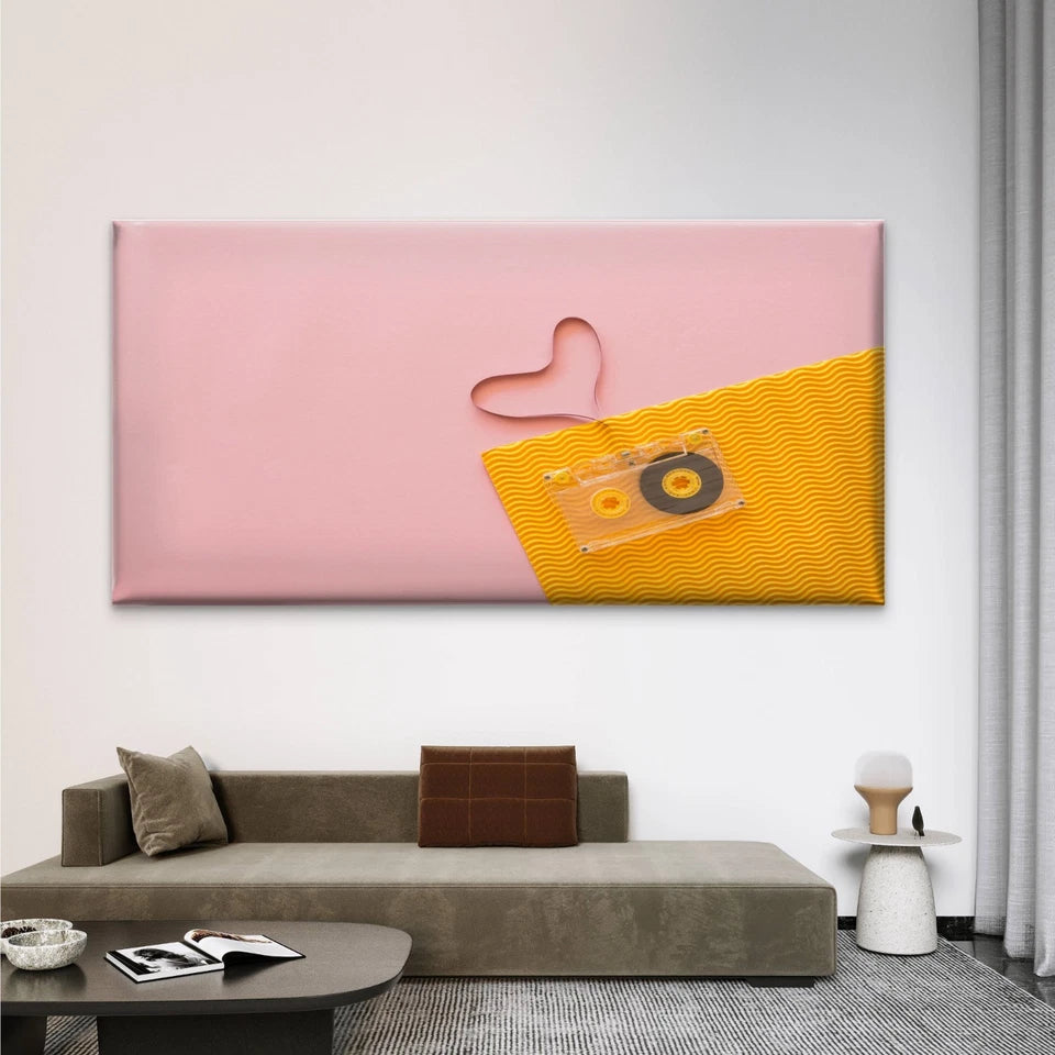 Music Concept With Casette Wall Art Canvas Office Home Room Framed 120x60cm - Bella Home Decor