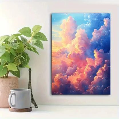 Beautiful Soft Textured Sky In Pastel Hues Painting  40x60cm Metal Print Ready to Hang