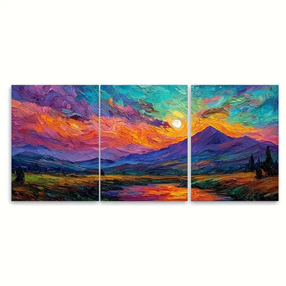 3pcs Mountain River Landscape Wall Art Set Canvas Framed 60x90cm – High Quality Print 100% Australian Made Wall Canvas Ready to Hang