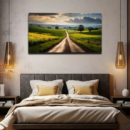 Rural Road Endless Wall Art Canvas Office Home Room Framed 120x60cm