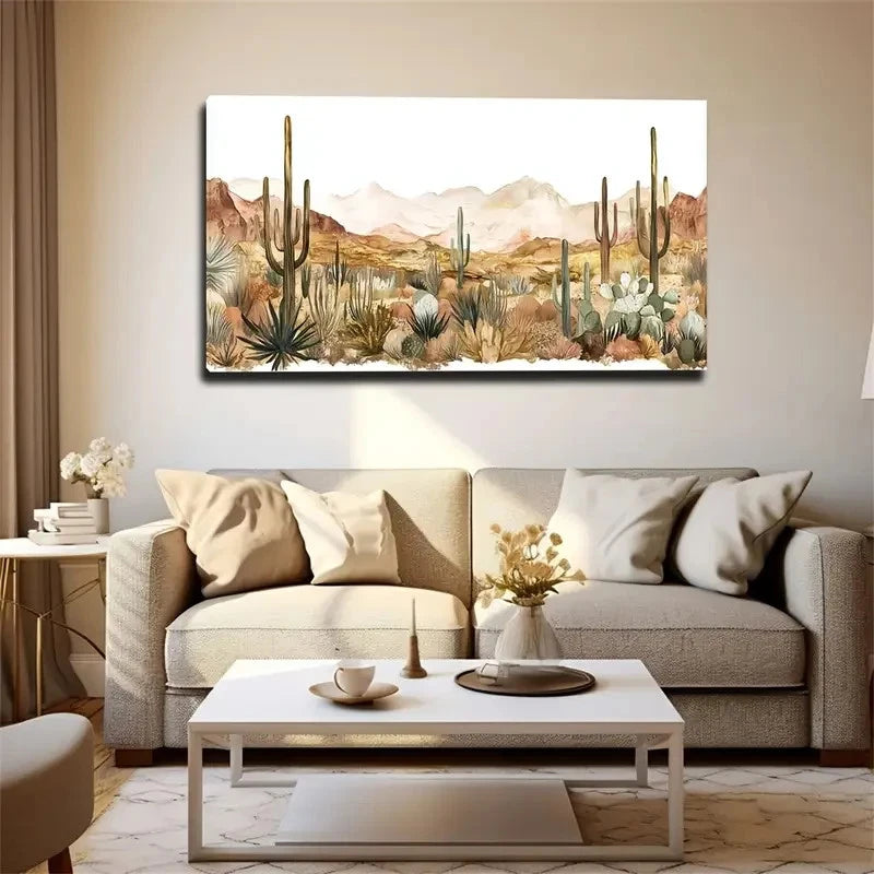 Desert Cactus Scenery Wall Art Canvas Office Home Room Framed 120x60cm