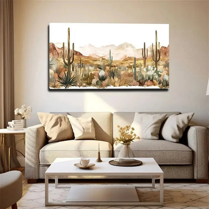 Desert Cactus Scenery Wall Art Canvas Office Home Room Framed 120x60cm