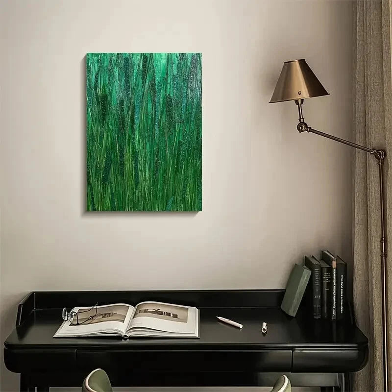 Thatch Grass Meadow Colorful Painting 40x60cm Metal Print Ready to Hang - Bella Home Decor