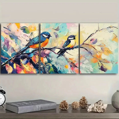 3pcs Birds Perched on Branches and Leave Perfect Wall Art Set Canvas Framed 40x60cm - High Quality Print 100% Australian Made Wall Canvas Ready to Hang