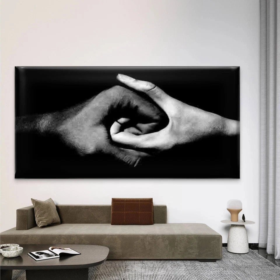 Black and White Hands Wall Art Canvas Office Home Room Framed 120x60cm