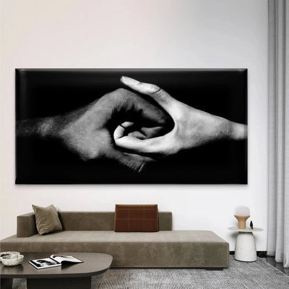 Black and White Hands Wall Art Canvas Office Home Room Framed 120x60cm
