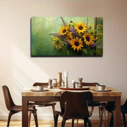 Realistic Sunflower Lavender Wall Art canvas office home room framed 120x60cm