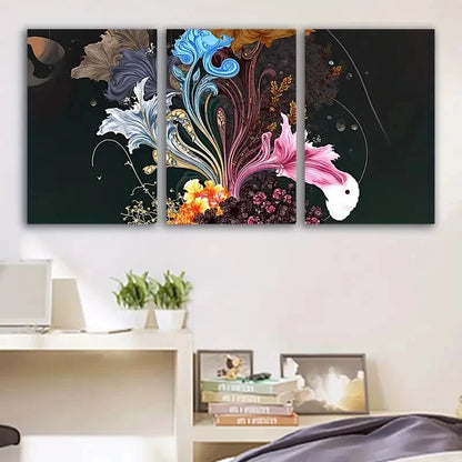 3pcs Color Abstract Garden Wall Art Set Canvas Framed 40x60cm - High Quality Print 100% Australian Made Wall Canvas Ready to Hang - Bella Home Decor