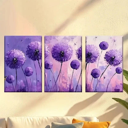 3pcs Purple Flower Painting on Canvas Wall Art Set Canvas Framed 60x90cm - High Quality Print 100% Australian Made Wall Canvas Ready to Hang
