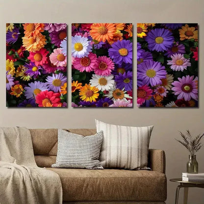 3pcs Colorful Daisy Flower Wall Art Set Canvas Unframed - High Quality Print 100% Australian Made Wall Canvas