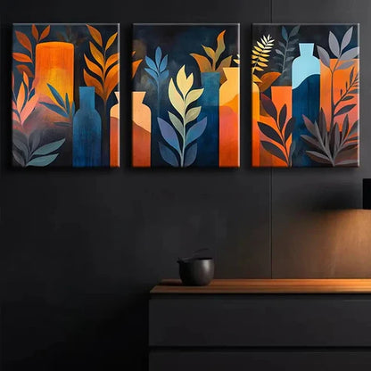 3pcs Colorful Abstract Vase Design Perfect Wall Art Set Canvas Unframed - High Quality Print 100% Australian Made Wall Canvas