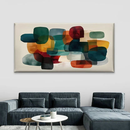 Multicolor Abstract Geometric Wall Art Canvas Office Home Room Framed 120x60cm
