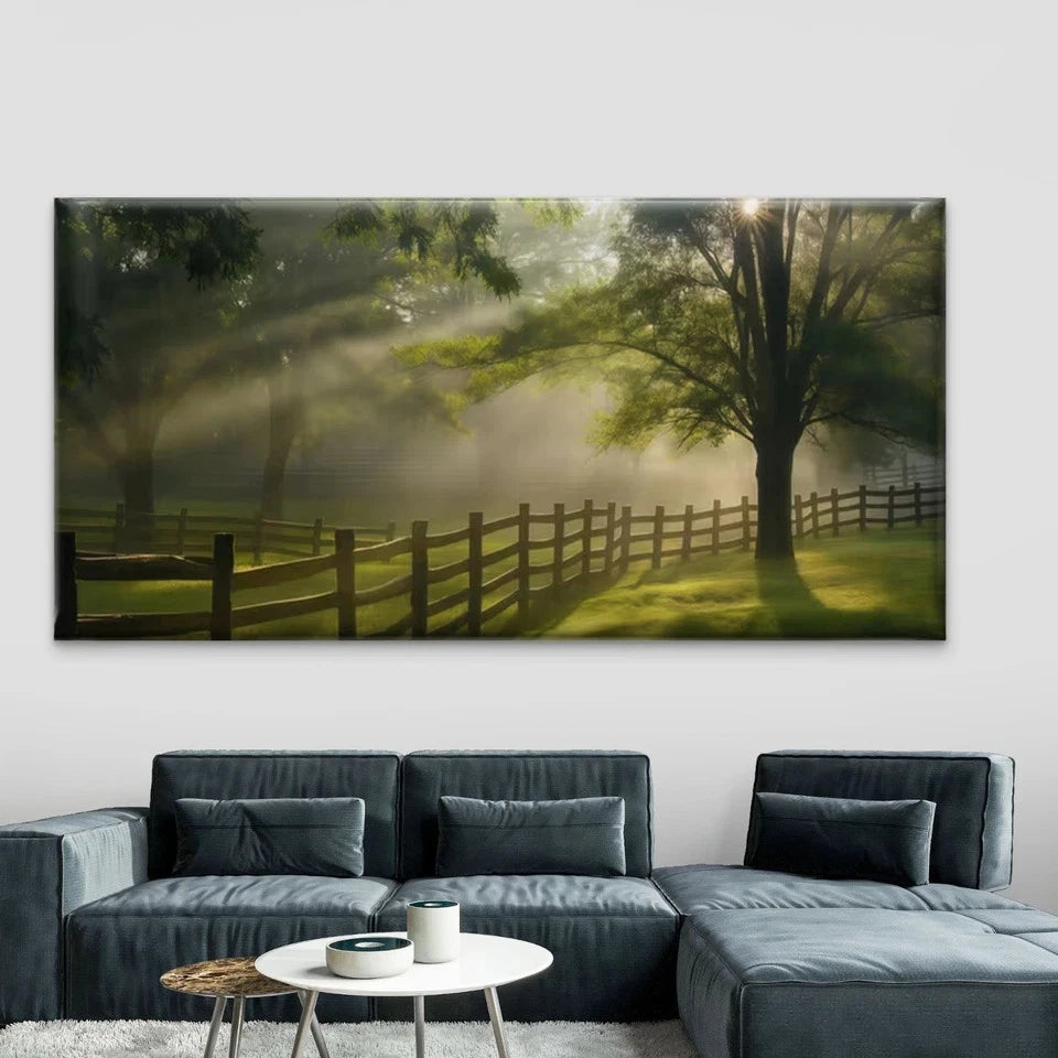 Classic Morning Sunlight Wall Art Canvas Office Home Room Framed 120x60cm - Bella Home Decor