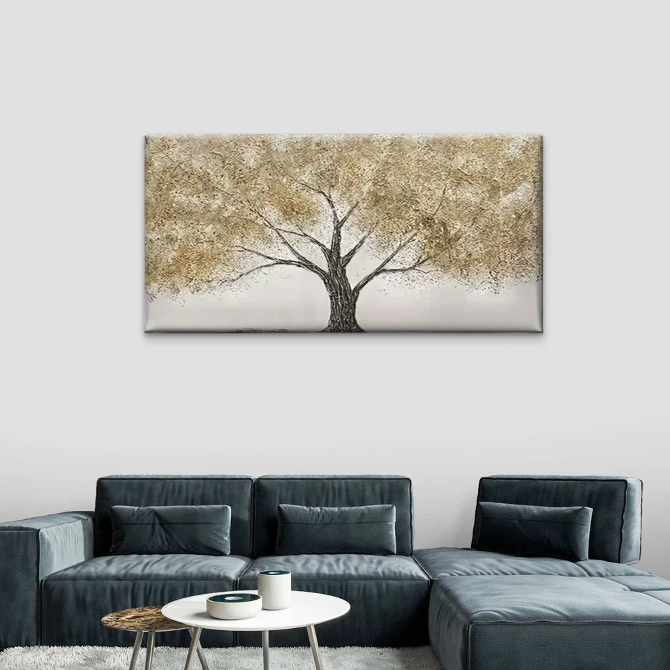 Modern Abstract Tree Golden Wall Art Canvas Office Home Room Framed 120x60cm