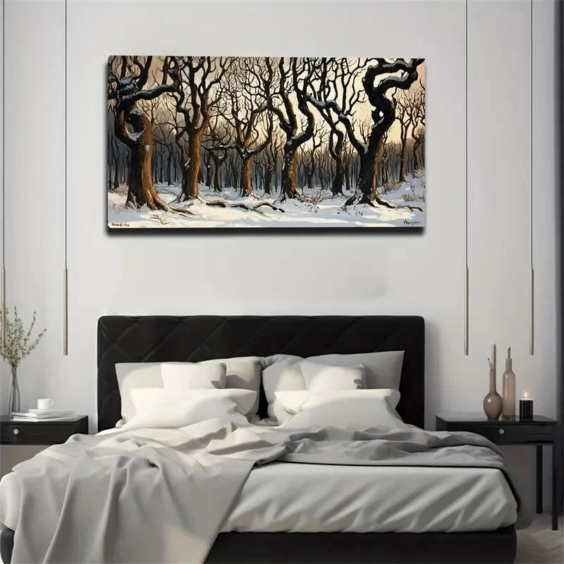 Winter Tree Modern Land Wall De Wall Art Canvas Office Home Room Framed 120x60cm