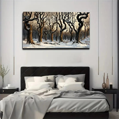 Winter Tree Modern Land Wall De Wall Art Canvas Office Home Room Framed 120x60cm