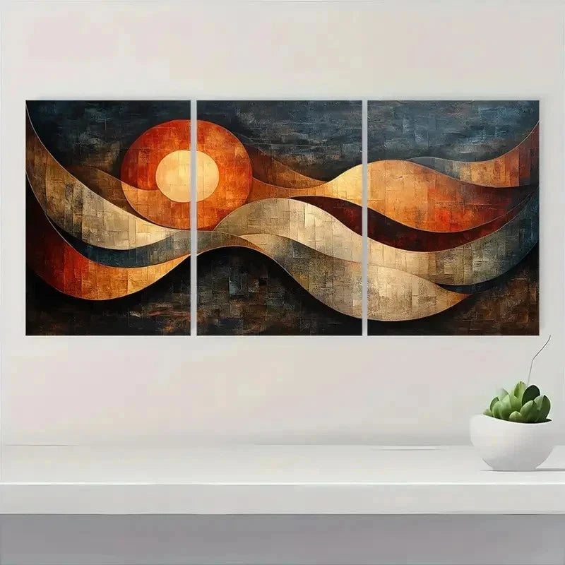 3pcs Abstract Geometric Modern Décor Perfect Wall Art Set Canvas Framed 60x90cm - High Quality Print 100% Australian Made Wall Canvas Ready to Hang - Bella Home Decor