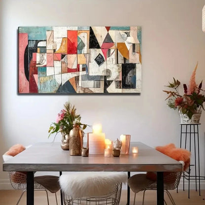 Abstract Color Block Geometric Wall Art Canvas Office Home Room Framed 120x60cm