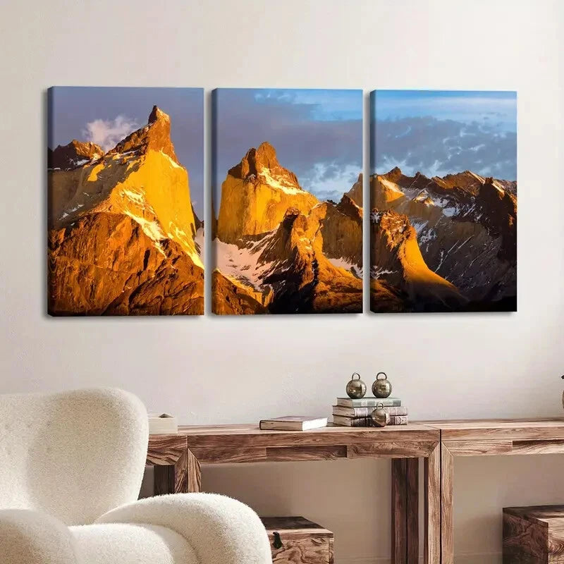 3pcs Torres del Paine National Park Perfect Wall Art Set Canvas Framed 40x60cm - High Quality Print 100% Australian Made Wall Canvas Ready to Hang - Bella Home Decor