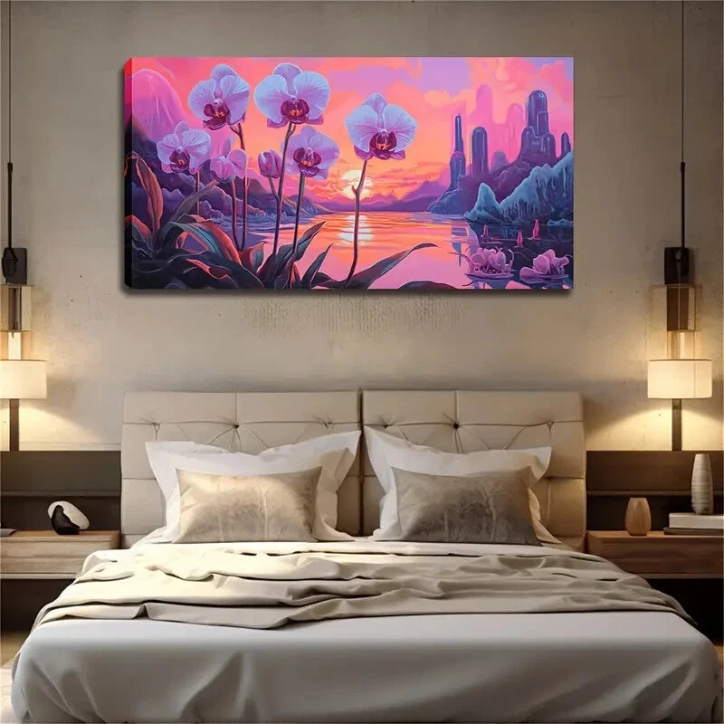 A Dreamy Pale Purple Petals Wall Art Canvas Office Home Room Framed 120x60cm - Bella Home Decor