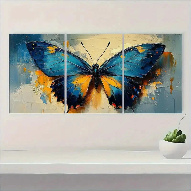 3pcs Modern Butterfly Animal Wall Art Set Canvas Framed 40x60cm - High Quality Print 100% Australian Made Wall Canvas Ready to Hang - Bella Home Decor