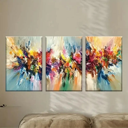 3pcs abstract painting with colorful colors Wall Art Set Canvas Framed 60x90cm - High Quality Print 100% Australian Made Wall Canvas Ready to Hang - Bella Home Decor