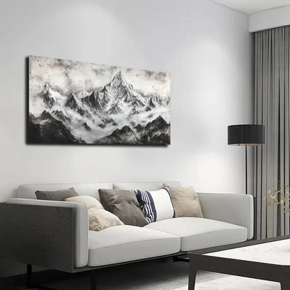Majestic Snowy Mountains Wall Art canvas office home room framed 120x60cm - Bella Home Decor