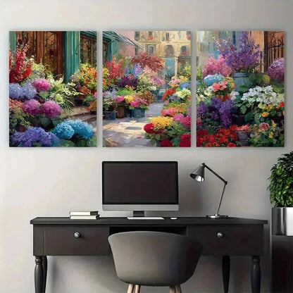 3pcs Cityscape Painting Botanical Perfect Wall Art Set Canvas Framed 50x70cm - High Quality Print 100% Australian Made Wall Canvas Ready to Hang - Bella Home Decor