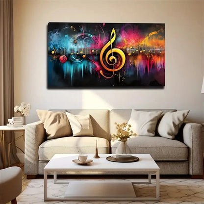 Smooth Lines Musical Notes Wall Art Canvas Office Home Room Framed 120x60cm