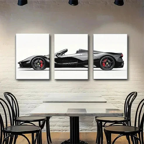 3pcs Luxury Supercar Exotic Black Décor Wall Art Canvas Unframed - High Quality Print 100% Australian Made Wall Canvas