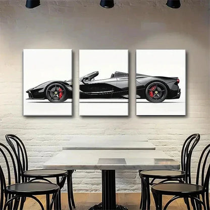 3pcs Luxury Supercar Exotic Black Décor Wall Art Canvas Unframed - High Quality Print 100% Australian Made Wall Canvas