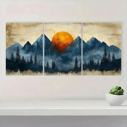 3pcs Nordic Abstract Geometry Paintings Metal Print Ready to Hang Art - Bella Home Decor