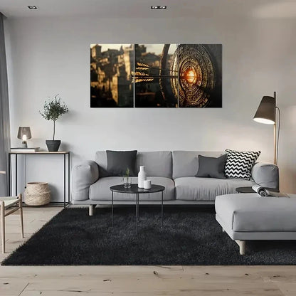 3pcs Golden Arrow Target Archery Theme Metal Print Ready to Hang Art - Bella Home Decor
