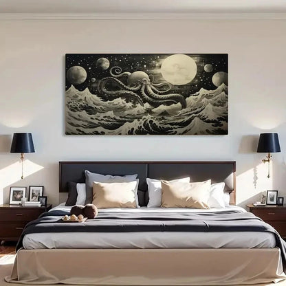 Classic Retro Squid White Wall Art Canvas Office Home Room Framed 120x60cm