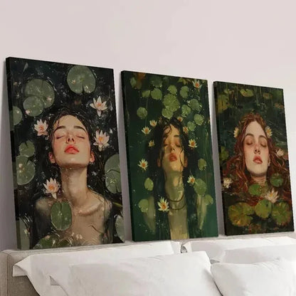 3pcs Mystical Women in the Tranquil Lake Wall Art Canvas Unframed - High Quality Print 100% Australian Made Wall Canvas