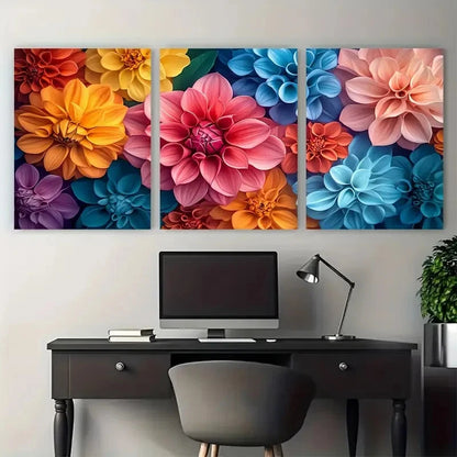 3pcs Elegant Floral Bouquet Decor  Wall Art Set Canvas Framed 40x60cm - High Quality Print 100% Australian Made Wall Canvas Ready to Hang - Bella Home Decor