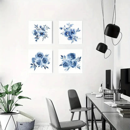 4pcsElegant FloralWall Art Canvas Framed
