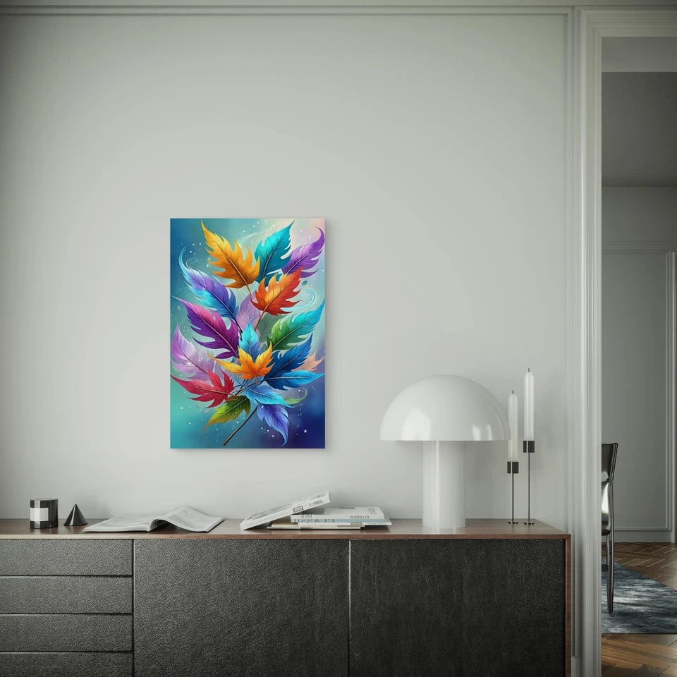 Vibrant Colorful Leaves Rainbow Foliage Metal Print Ready to Hang