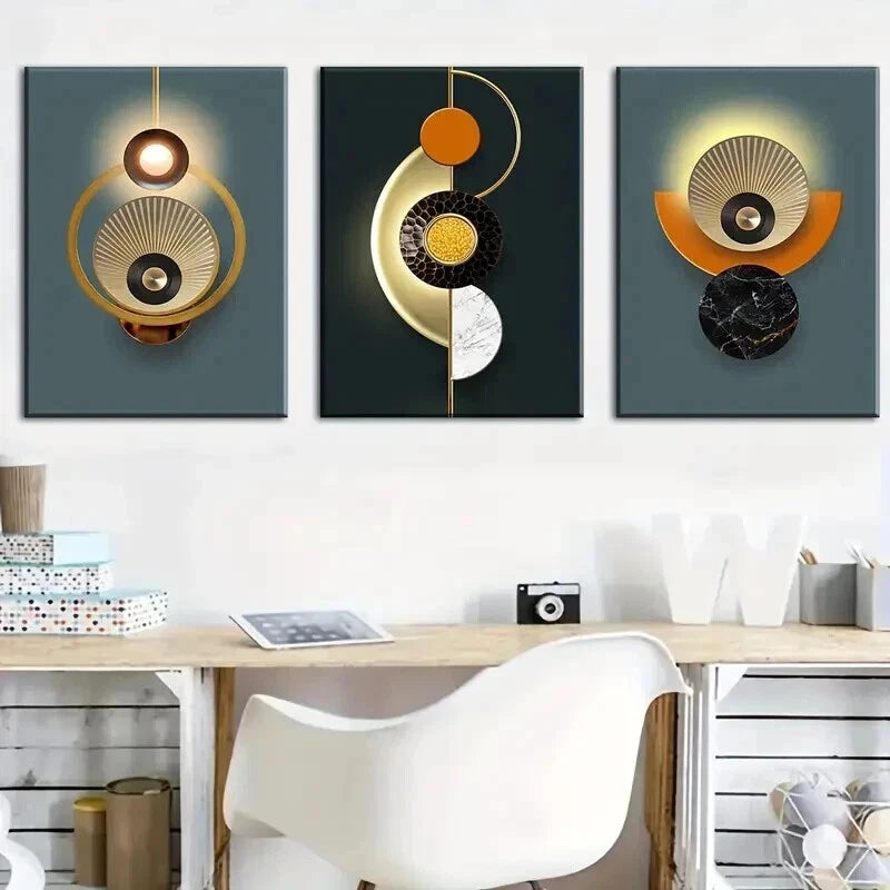 3pcs Modern Fashion Graphics Geometry Perfect Wall Art Set Canvas Framed 60x90cm - High Quality Print 100% Australian Made Wall Canvas Ready to Hang - Bella Home Decor