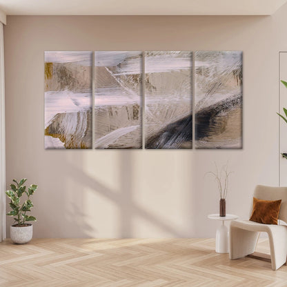 4pcs Modern Neutral Abstract Brushstroke Wall Art Canvas Framed 45x80cm - High Quality Print 100% Australian Made Wall Canvas Ready to Hang