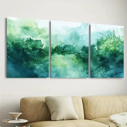 3pcs Green Nature Art Abstract Wall Art Set Canvas Unframed - High Quality Print 100% Australian Made Wall Canvas - Bella Home Decor
