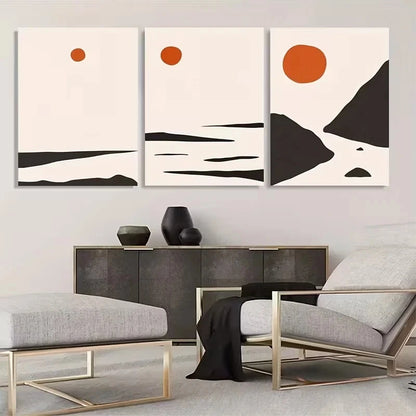 3pcs Bohemian Sunset Over Water and Land Wall Art Set Canvas Framed 60x90cm - High Quality Print 100% Australian Made Wall Canvas Ready to Hang - Bella Home Decor