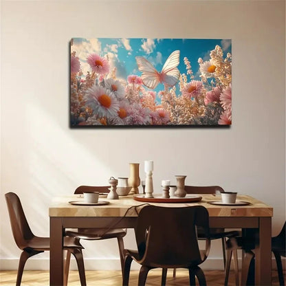 Bohemian Modern Pink Floral Wall Art canvas office home room framed 120x60cm - Bella Home Decor