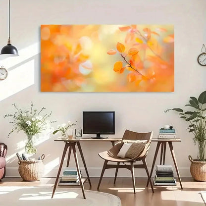 Vibrant Autumn Trees Blur Wall Art Canvas Office Home Room Framed 120x60cm - Bella Home Decor