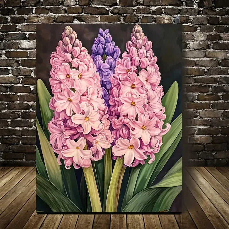 Beautiful Vibrant Pink & Purple Hyacinth Flowers 40x60cm Metal Print Ready to Hang - Bella Home Decor