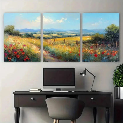 3pcs Impressionist Landscape Nature Perfect Wall Art Set Canvas Framed 50x70cm - High Quality Print 100% Australian Made Wall Canvas Ready to Hang