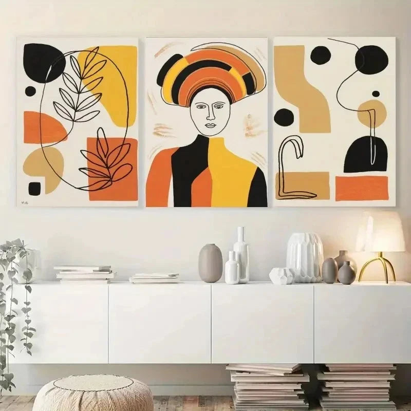 3pcs Portrait Style with Bold Colors   Wall Art Set Canvas Framed 60x90cm - High Quality Print 100% Australian Made Wall Canvas Ready to Hang - Bella Home Decor