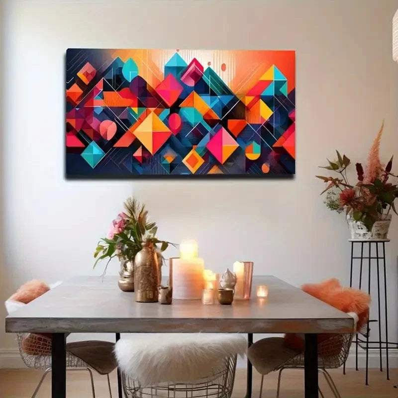 Square Graphics Wall Art Canvas Office Home Room Framed 120x60cm