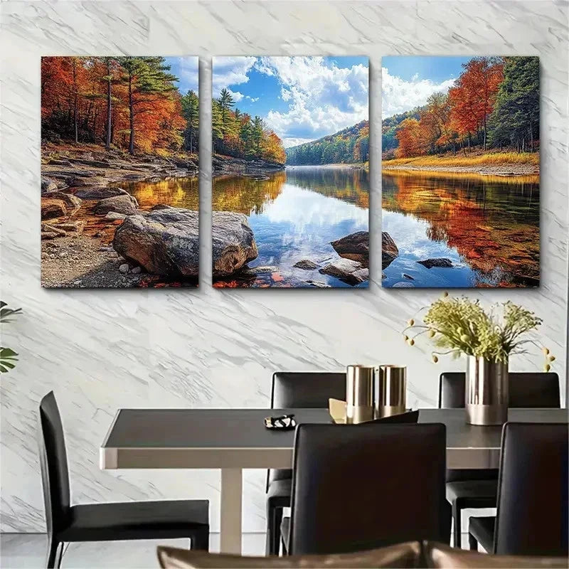 3pcs Mid-Atlantic Pennsylvania Decor Perfect Wall Art Set Canvas Framed 50x70cm - High Quality Print 100% Australian Made Wall Canvas Ready to Hang